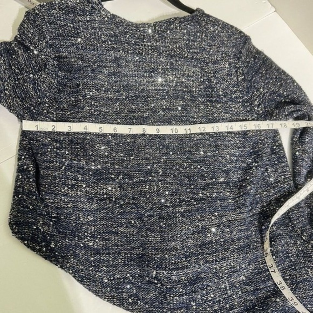 White House Black Market Navy Sequin Long Cardigan - Picture 7 of 14
